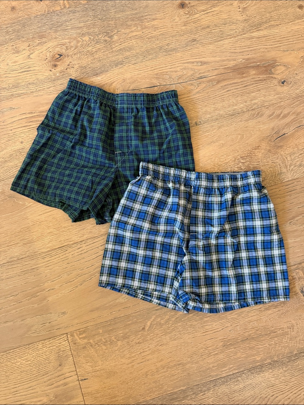 Hanes Boys Plaid Boxer Shorts - Blue and Green